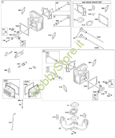 F - Testata del cilindro, set guarnizioni valvola, collettore di aspirazione, valvole B&S - 40 €¦ 407577-0111-E1 brand Stihl